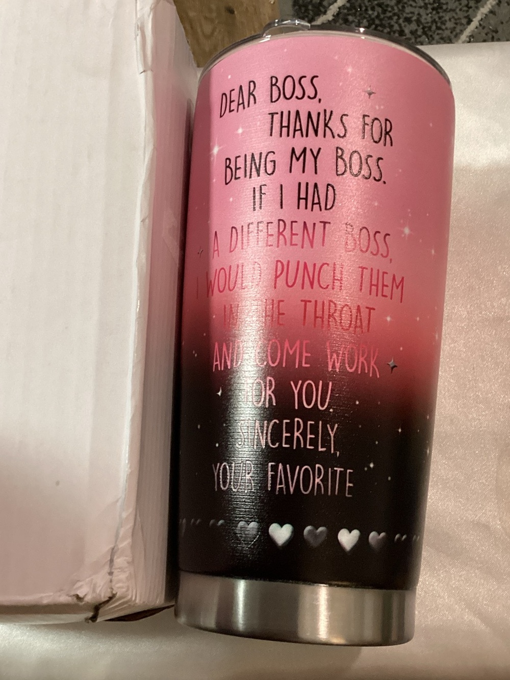 Pink to Black Ombre Quote Tumbler